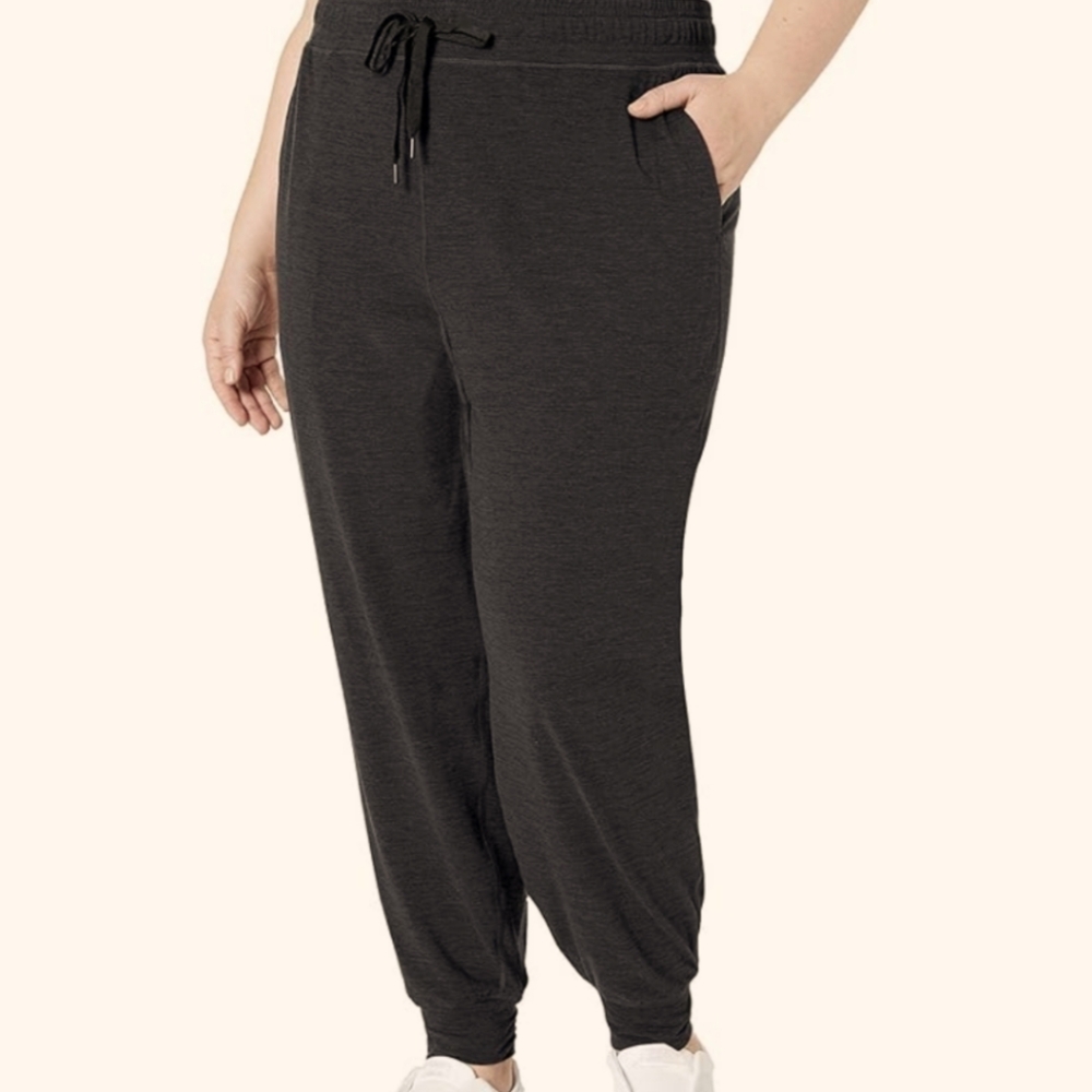 Amazon Women's Brushed Tech Stretch Joggers Moisture Wicking Knit Space Grey 2X